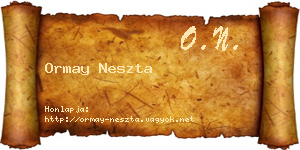 Ormay Neszta névjegykártya